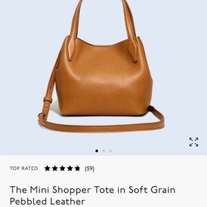 Mini Shopper Tote in Tan Pebbled Leather
